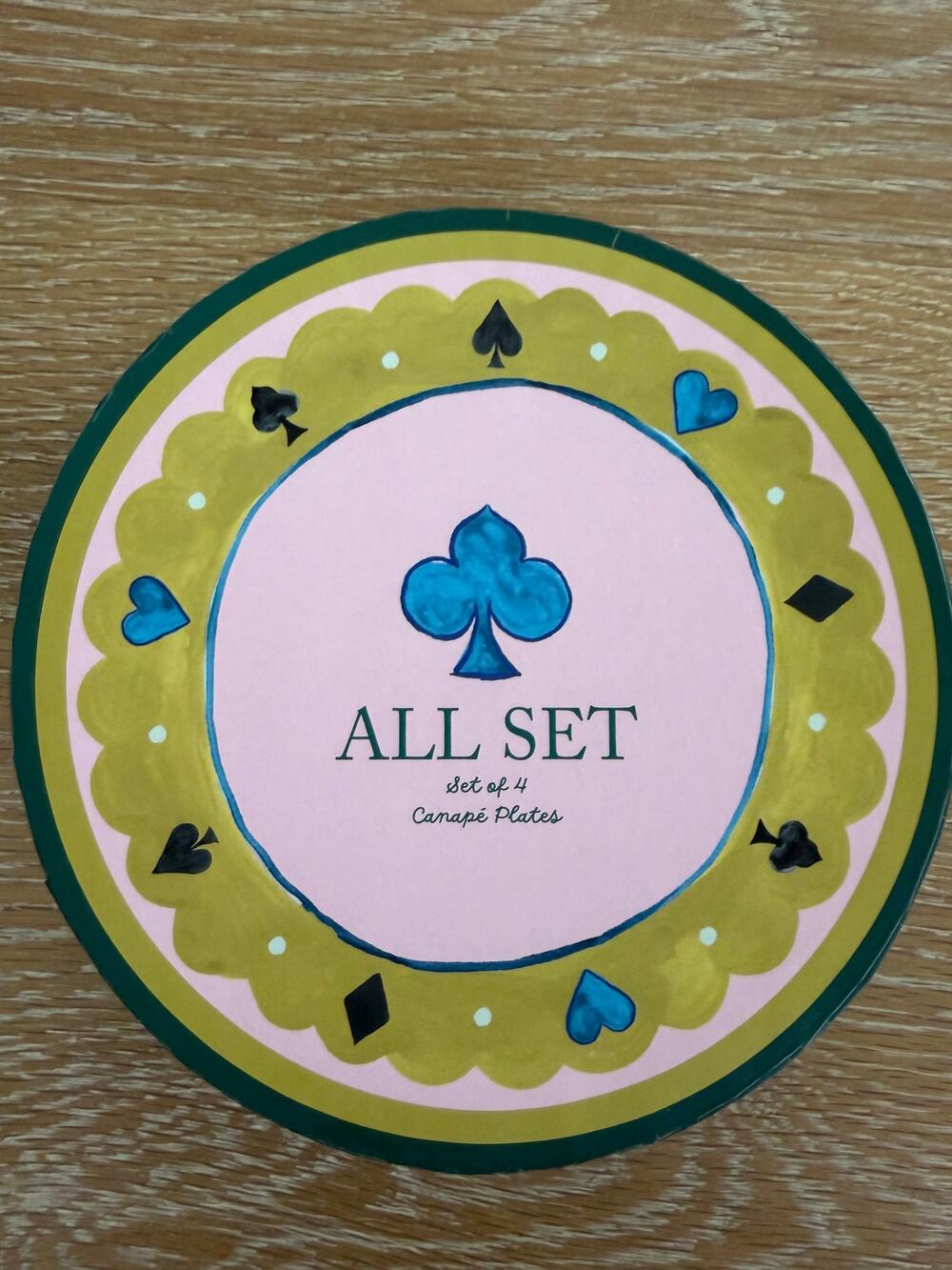 Anthropologie NEW All Set Card Theme Canapé Plates, Set of 4